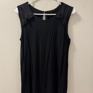 Banana Republic Black Sleeveless Ruffle-Trim Tank